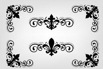 Text separator Baroque decoratice divider book typography ornament design elements vintage dividing shapes Border illustration