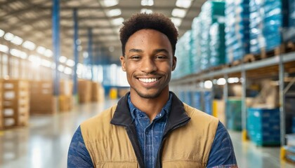 man standing in a warehouse at work