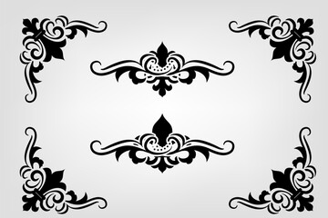 Text separator Baroque decoratice divider book typography ornament design elements vintage dividing shapes Border illustration