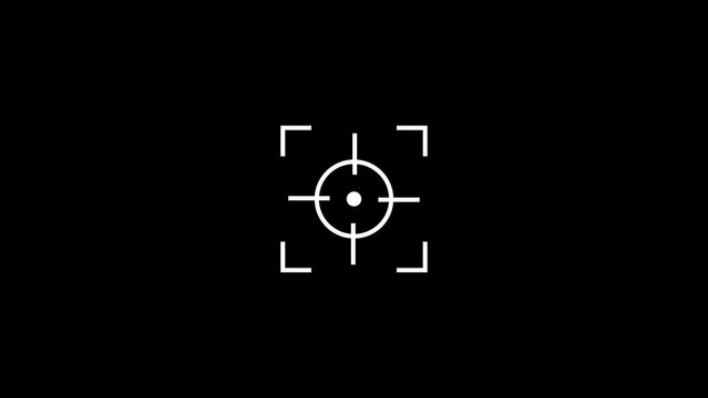 Target outline icon. thin line sniper crossbars bold icon animation. simple camera viewfinder icon.