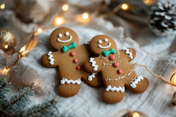 Cute Gingerbread Couple: Happy Holiday Illustration