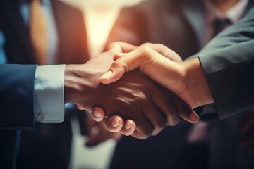 Close up image of two people shaking hands, suitable for business and partnership concepts