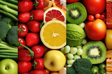 Colorful assortment of fruits and vegetables, perfect for healthy eating concept