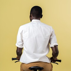 Stylish Ugandan Man on Bike Young Rider in Formal White TShirt