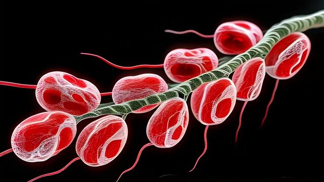 a complex network of blood vessels connected to a central pulsatile artery, demonstrating the complex circulatory and transport system in the human body