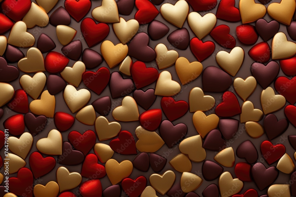 Poster a bunch of hearts arranged in a pattern. suitable for various romantic concepts
