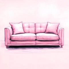 pink upholstered sofa for home interior, furniture design. artificial intelligence generator, AI, neural network image. background for the design.