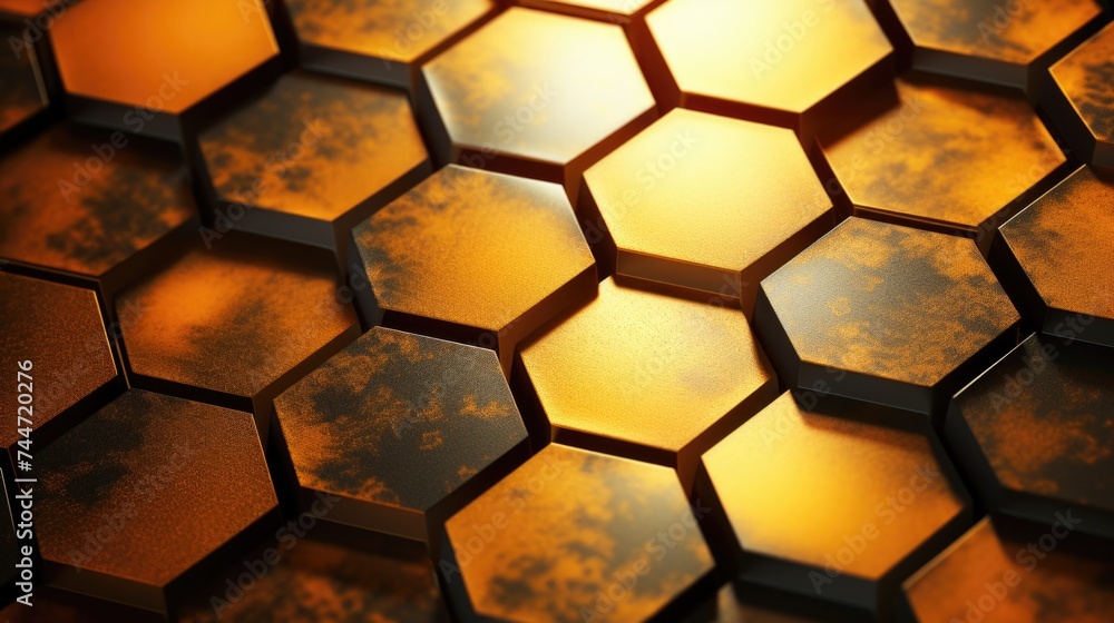 Poster Detailed view of a hexagonal pattern, suitable for graphic design projects