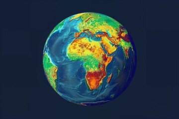 Fototapeta premium Satellite image of Earth from outer space, heat map colors, showing global warming, greenhouse gas concept. Colorful globe