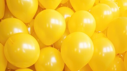 Colorful yellow balloons in a room, perfect for celebrations