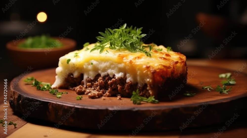 Poster a detailed view of a plate of food on a table. ideal for food and dining concepts