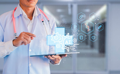 Medical technology Doctors use artificial intelligence technology to diagnose, care for, and improve the accuracy of patient treatment.