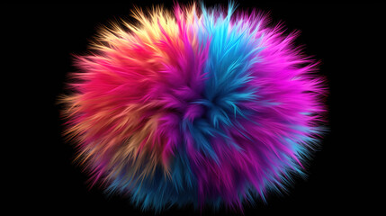 3D illustration Fur Ball, Bright color