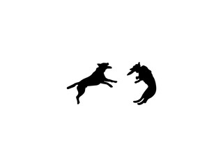 Frisbee dog animal silhouette. Good use for symbols, logos, web icons, mascots, signs, or any design you want.