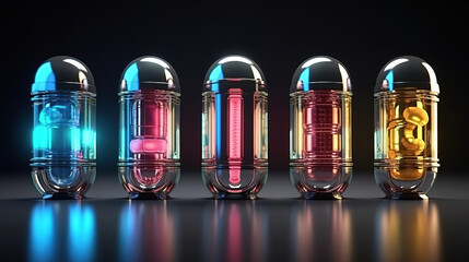 A set of colourful capsule