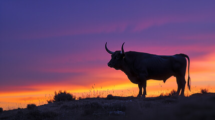 cow on sunset