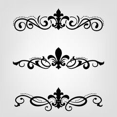 Text separator Baroque decoratice divider book typography ornament design elements vintage dividing shapes Border illustration