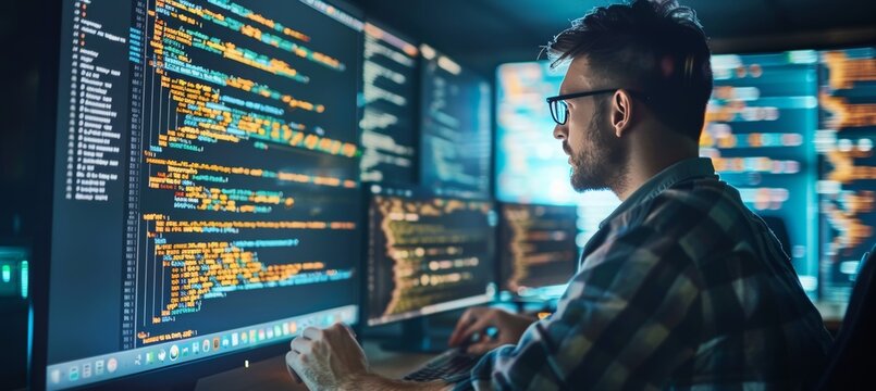 Innovative programmers developing code for cutting edge application development project