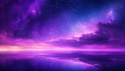 Fototapeta na wymiar violet neon glow illuminates the sky, evoking a sense of mystery and wonder