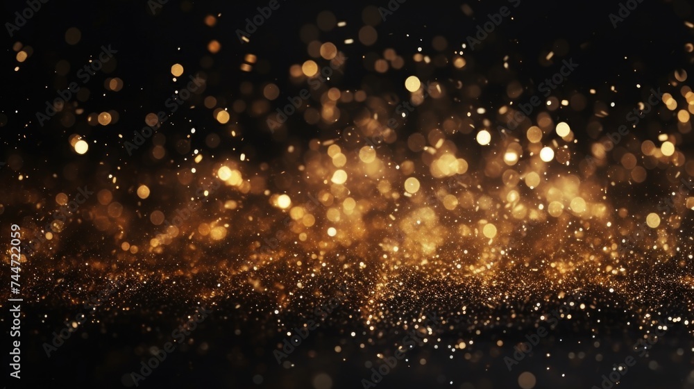Poster a stunning black and gold background illuminated with lots of lights. ideal for luxury and festive c