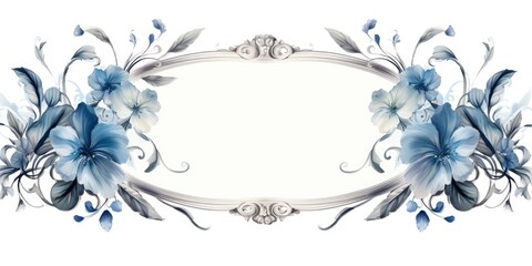 Fototapeta na wymiar Vintage Baroque Card Frame with Ethereal Foliage and Delicate Watercolors