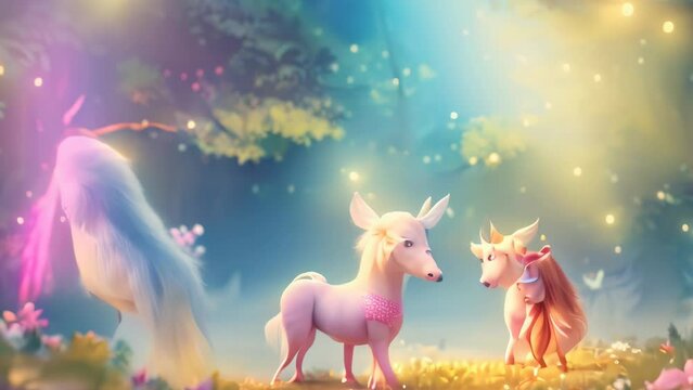 Fantasy cute little fairies flying and playing