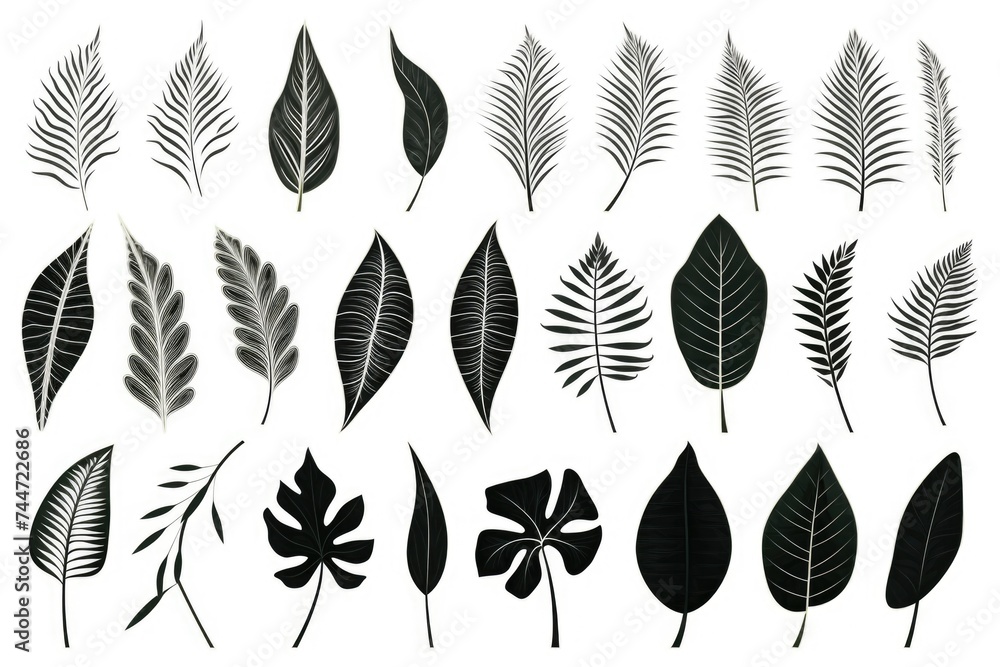 Poster monochrome leaves on a clean white backdrop, suitable for various design projects