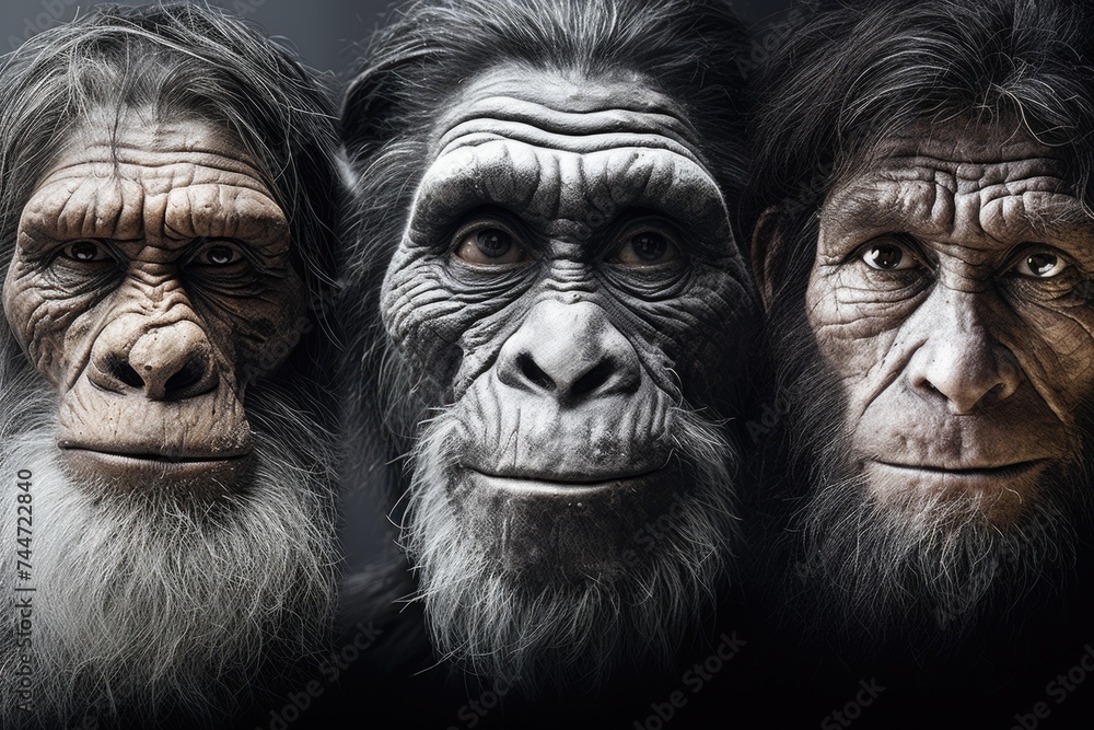 Poster three monkeys in a group, suitable for various concepts