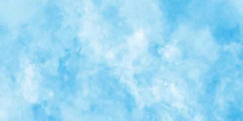 Fotobehang Abstract Sky cloud landscape blue background with tiny clouds, shiny and clear painted light blue clouds watercolor background, sky clouds  for wallpaper backdrop background. © FLOATING HEART