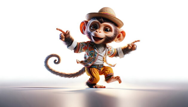 monkey dance isolated on white background