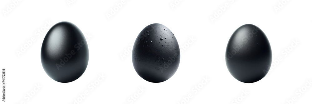 Wall mural set of black egg, illustration, isolated over on transparent white background