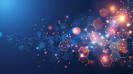 Vibrant neon hexagons pattern illuminated on a dark background with a futuristic and dynamic feel.