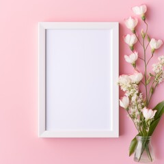 Pastel Flower Frame Mockup Elegant and Moody Photography with Cinematic Lighting