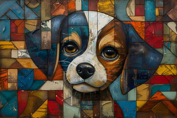 A Cute Puppy. Oil Painting, Cubism. Generative AI