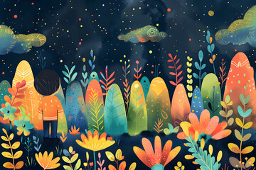 Obraz na płótnie Canvas Little Kid With Big Dreams. Illustration, Generative AI