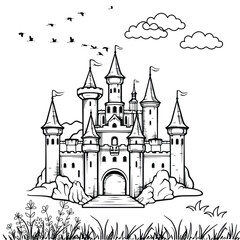 Obraz premium fairy tale castle, castle with cloud