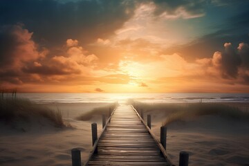 Fototapeta premium Sunset on the beach. 