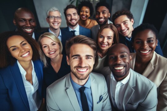 Business professionals posing for a group picture. Suitable for corporate use