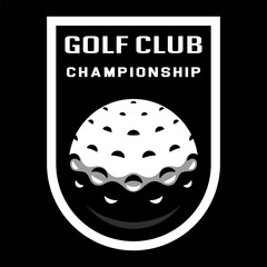 Golf ball logo. Sport games. Sporting equipment. Emblem, badge.
