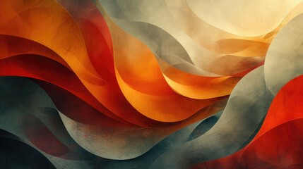 Vivid abstract artwork of intertwining colorful waves with a textured overlay suitable for backgrounds or wallpapers.