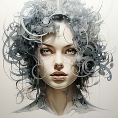 Stunning Pen Drawing of Woman's Face Intricate Details and Realistic Features