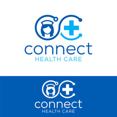 connect health care logo design vector illustration