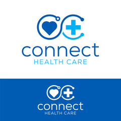connect health care logo design vector illustration