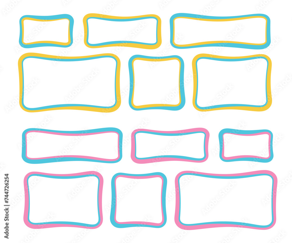 Wall mural set of hand drawn doodle blank text frames. colored text box. empty speech bubbles on transparent ba