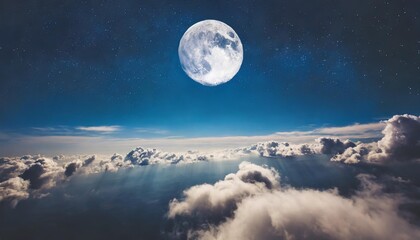 Naklejka na ściany i meble night sky with full moon and clouds