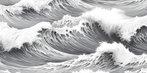 Powerful black and white image of a large crashing wave. Perfect for ocean-themed designs