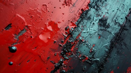 a red and black abstract painting