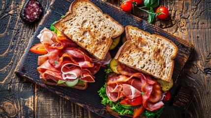 Gourmet Sandwich Delight with Premium Bacon and Fresh Produce
