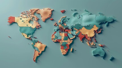  Explore the world: detailed 3d political map vector - perfect for educational materials, presentations, and publications