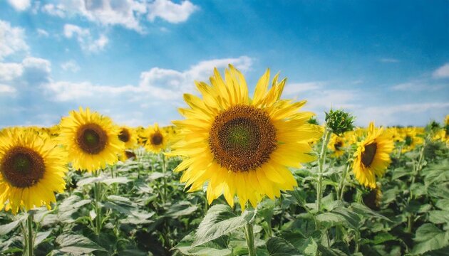 sunflower field and summer blue sky © Jaelynn